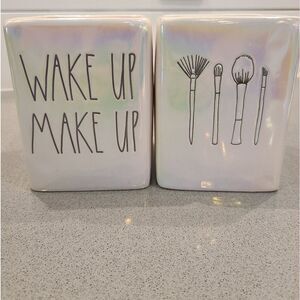 Rae Dunn Iridescent Makeup and Brush Holders